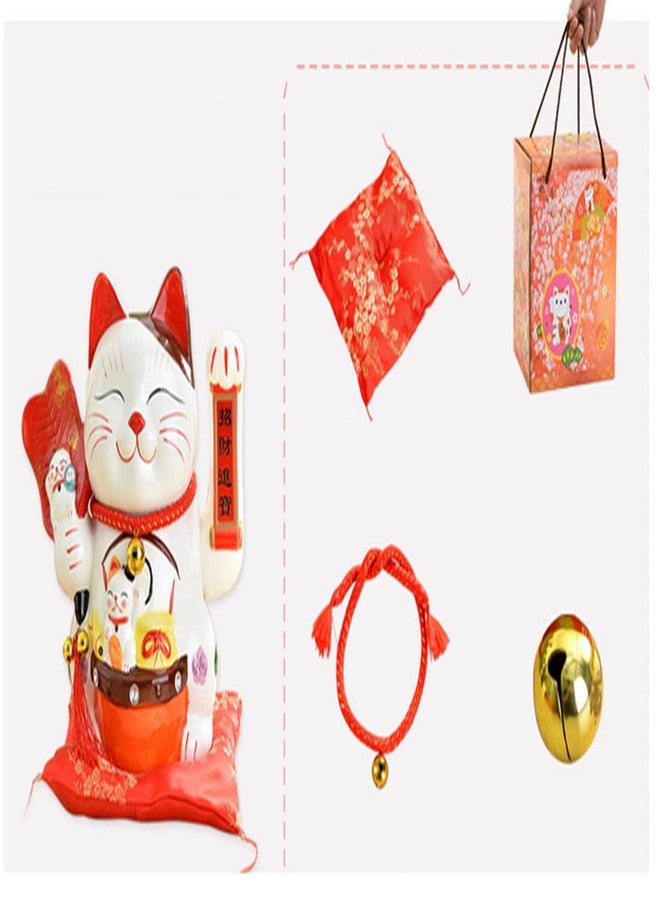 DongAi 10-inch Large Lucky Cat, Feng Shui Ceramic Lucky Cat, Ornately Decorated Porcelain, Lucky Fortune, The Best Gift for Opening#25cm - Image 3